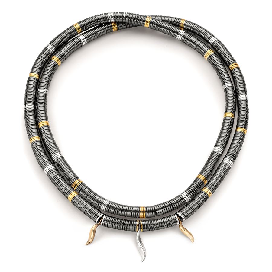 Collana lunga in ematite con pendenti FLAME | CL EMATLUNGA 3EL